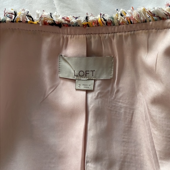 LOFT Frayed Tweed Cream Business Casual Jacket Blazer - Size 2 - Picture 4 of 5